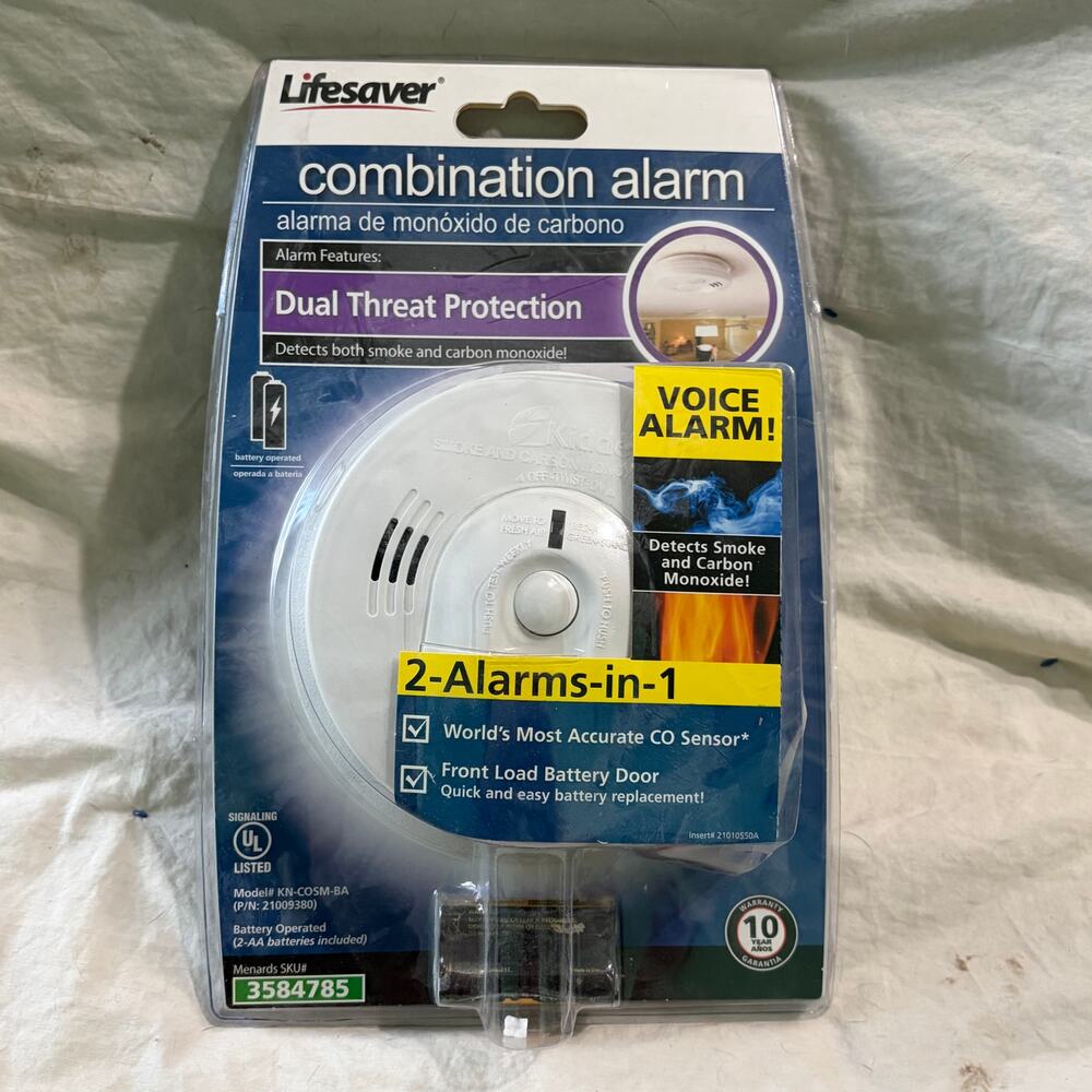 Kidde Lifesaver Combination Smoke Carbon Monoxide Voice Alarm KN-COSM-BA New